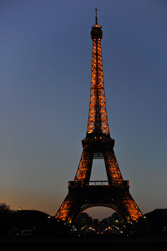 An early evening sunset image of the Eiffel tower